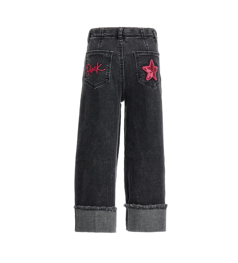 Dívčí džíny straight fit cropped s ohrnovacími lemy nohavic