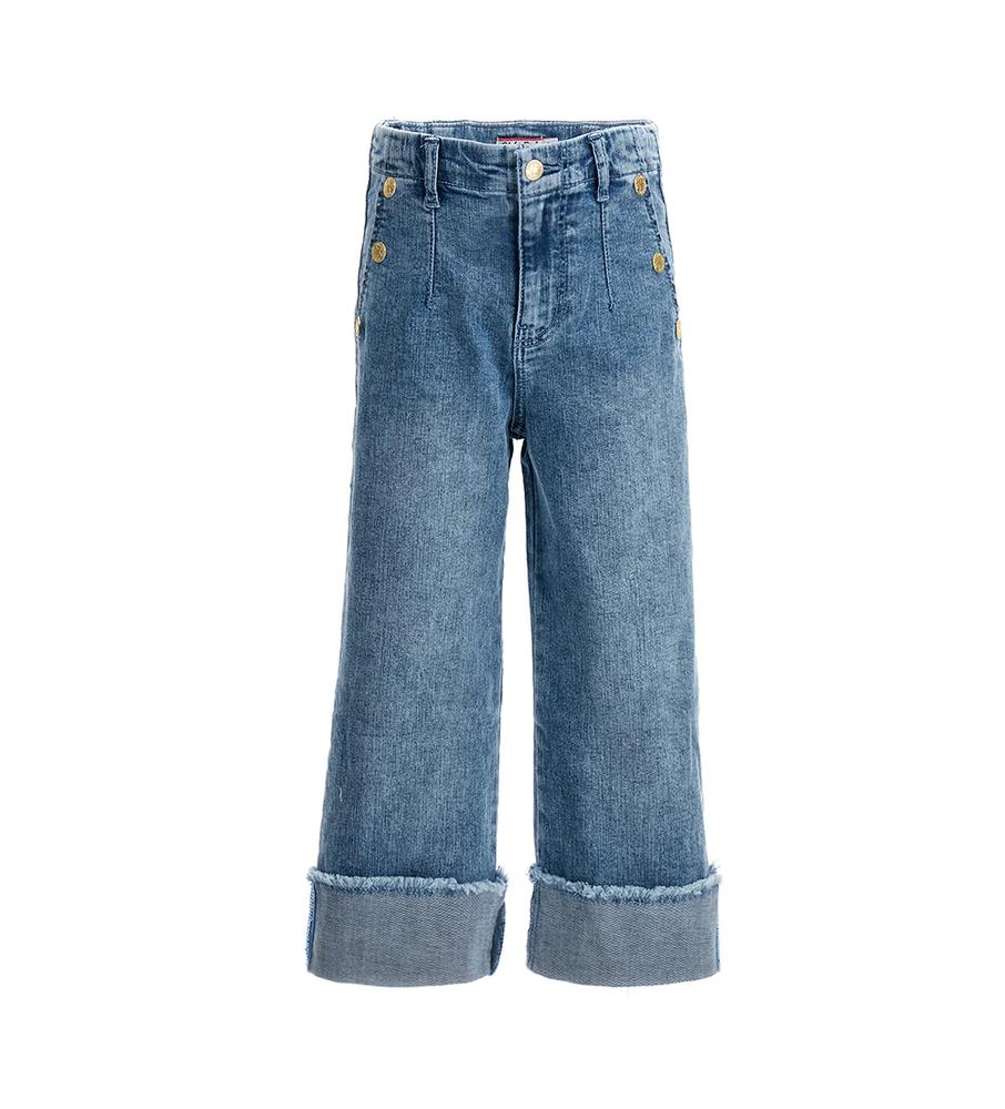 Dívčí džíny straight fit cropped s ohrnovacími lemy nohavic